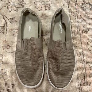 OluKai Men's Tan Mesh Slip-On Loafers
